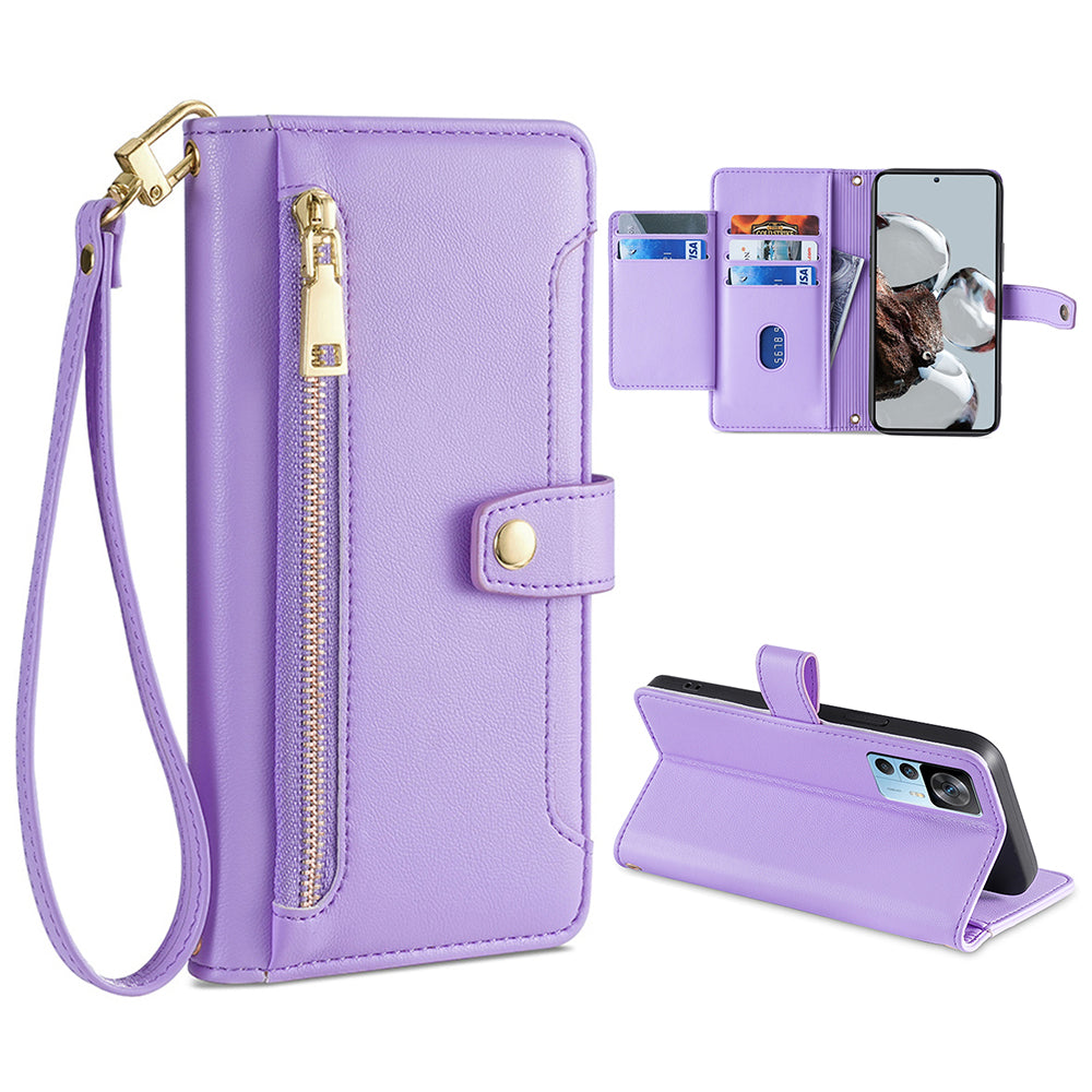 For Xiaomi Redmi K50 Ultra 5G 12T 5G Bump Proof PU Leather Stand Case Zipper Pocket Card Slots Flip Phone Cover with Wrist Strap and Shoulder Strap For Xiaomi Redmi K50 Ultra 5G 12T 5G Bump Proof PU Leather Stand Case Zipper Pocket Card Slots Flip Phone Cover with Wrist Strap and Shoulder Strap